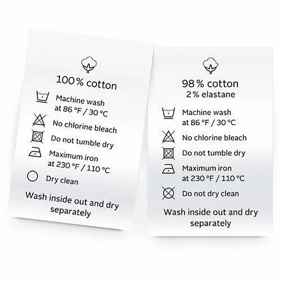 Nhãn care label cho áo thun cotton spandex