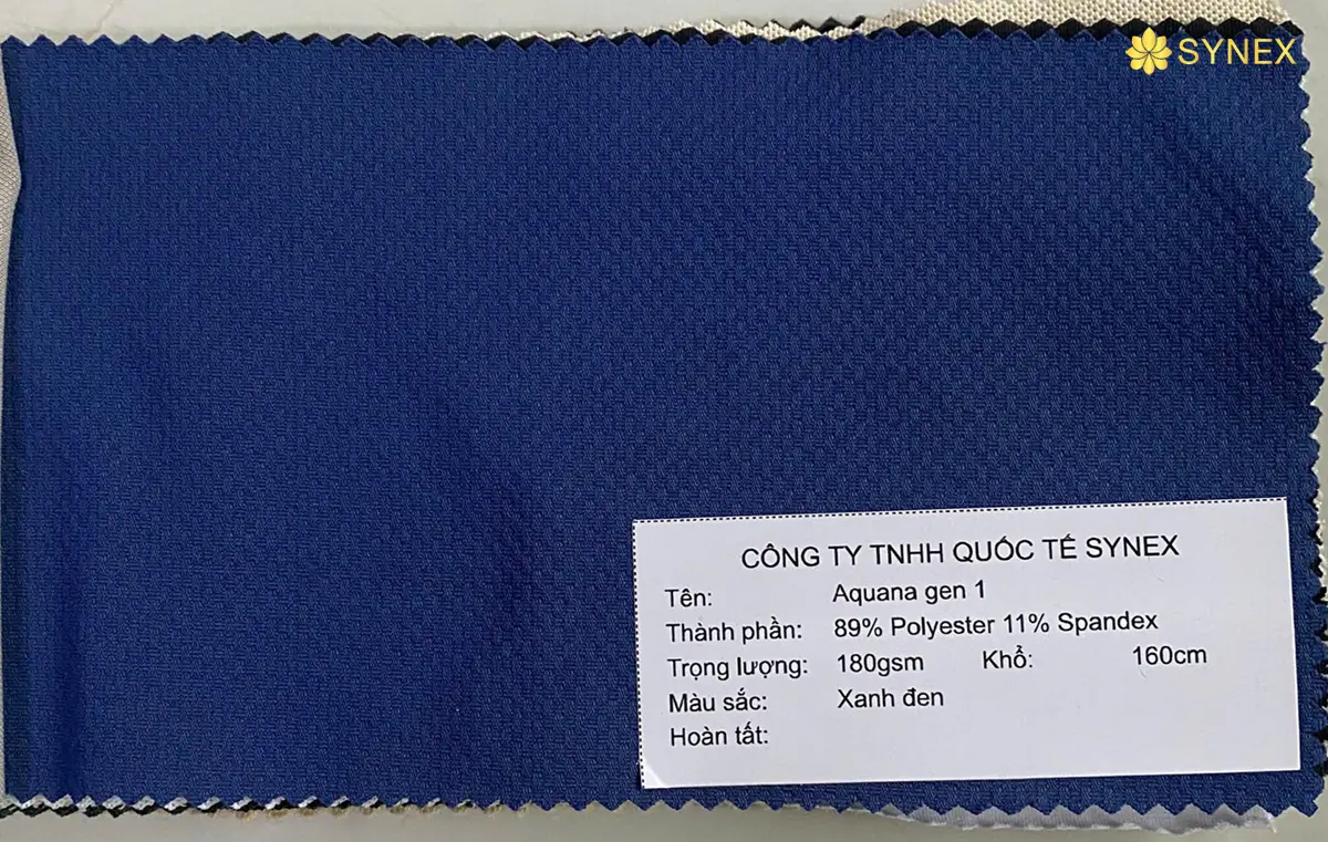 Vai khau trang Polyester ket hop spandex xanh den Synex copy